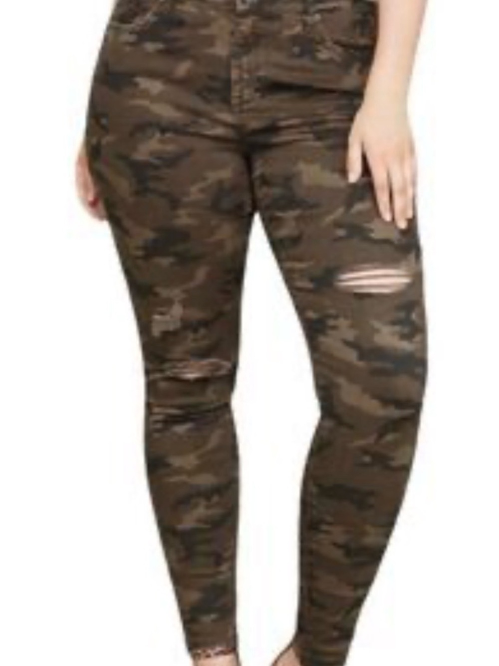 Lane Bryant Skinny Women’s Jeans - Olive Camo..Mid-Rise Super Stretch Skinny